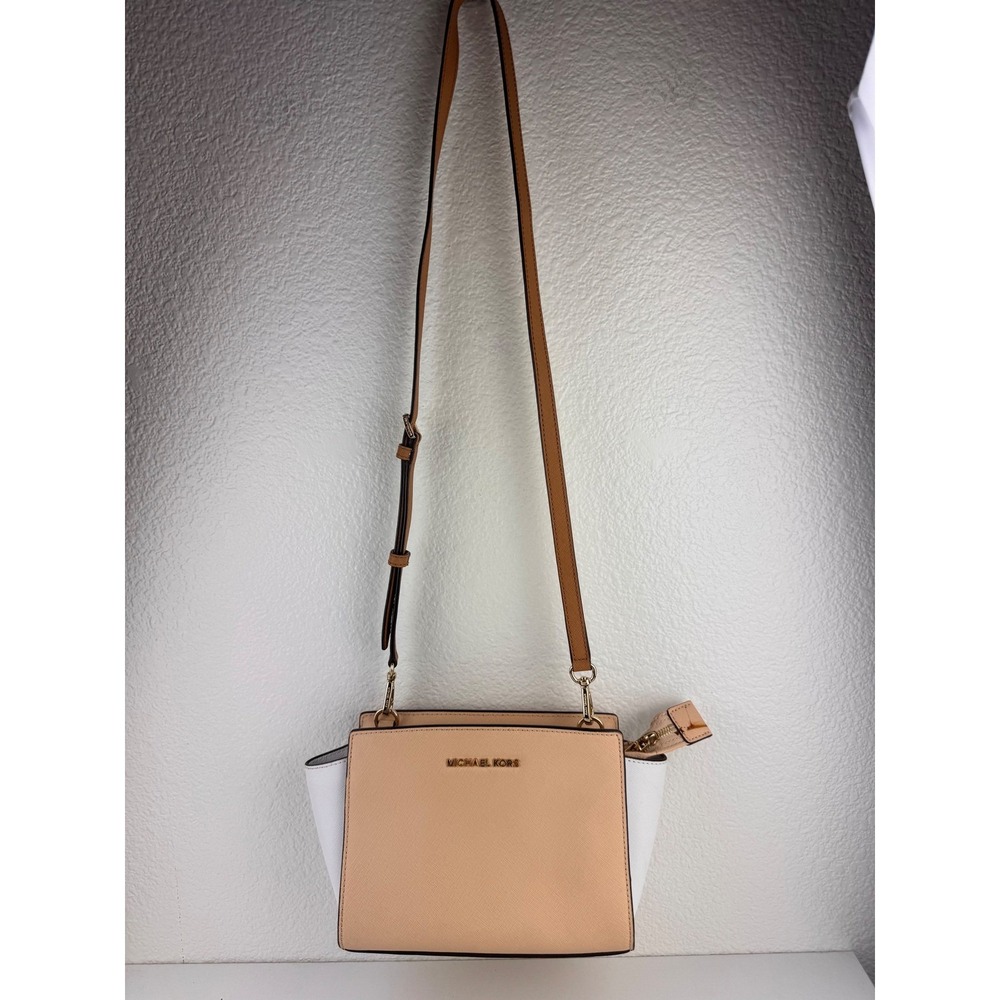 Michael Kors Crossbody Bag Selma White‎ Leather Satchel Purse